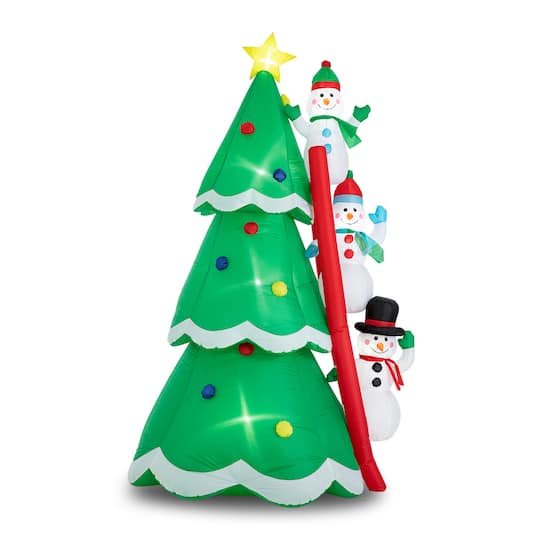 Glitzhome® 8Ft Lighted Inflatable Xmas Snowman Climbing Up Tree Décor | 59" x 94.5" | Michaels®
